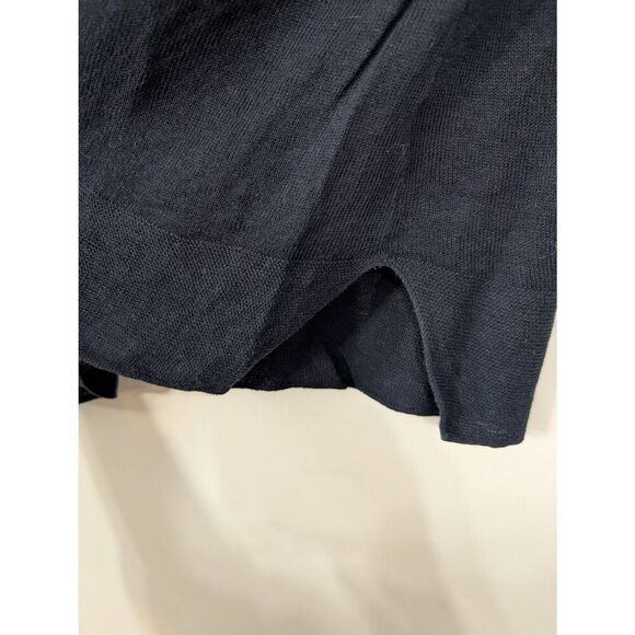 J. Jill Boxy Linen Blend Sweater Top women's Large petite navy blue nautical - Picture 5 of 8